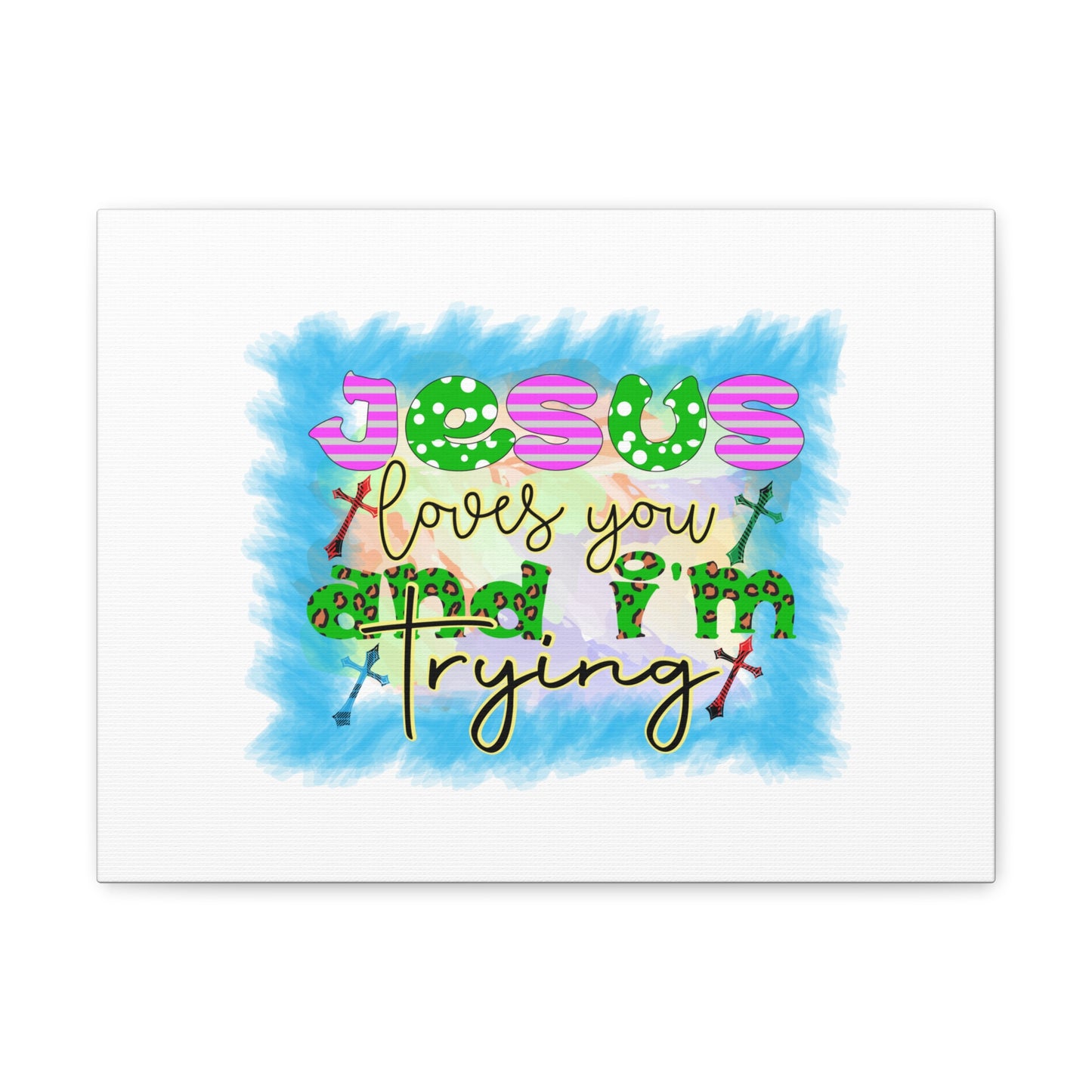 Jesus Loves You John 15:12 Blue Square Christian Wall Art Bible Verse Print Ready to Hang