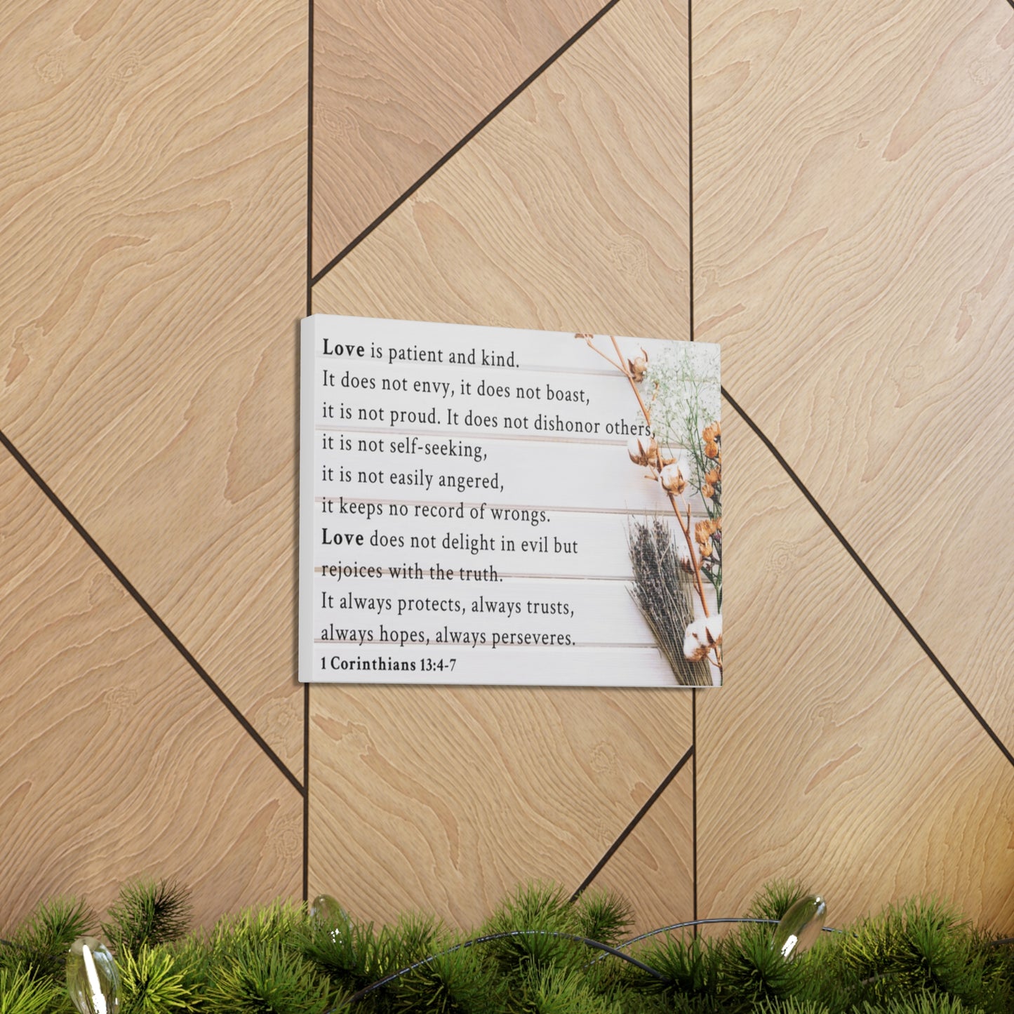 Love is 1 Corinthians 13:4-7 Bible Verse Canvas Christian Wall Art Ready to Hang Unframed