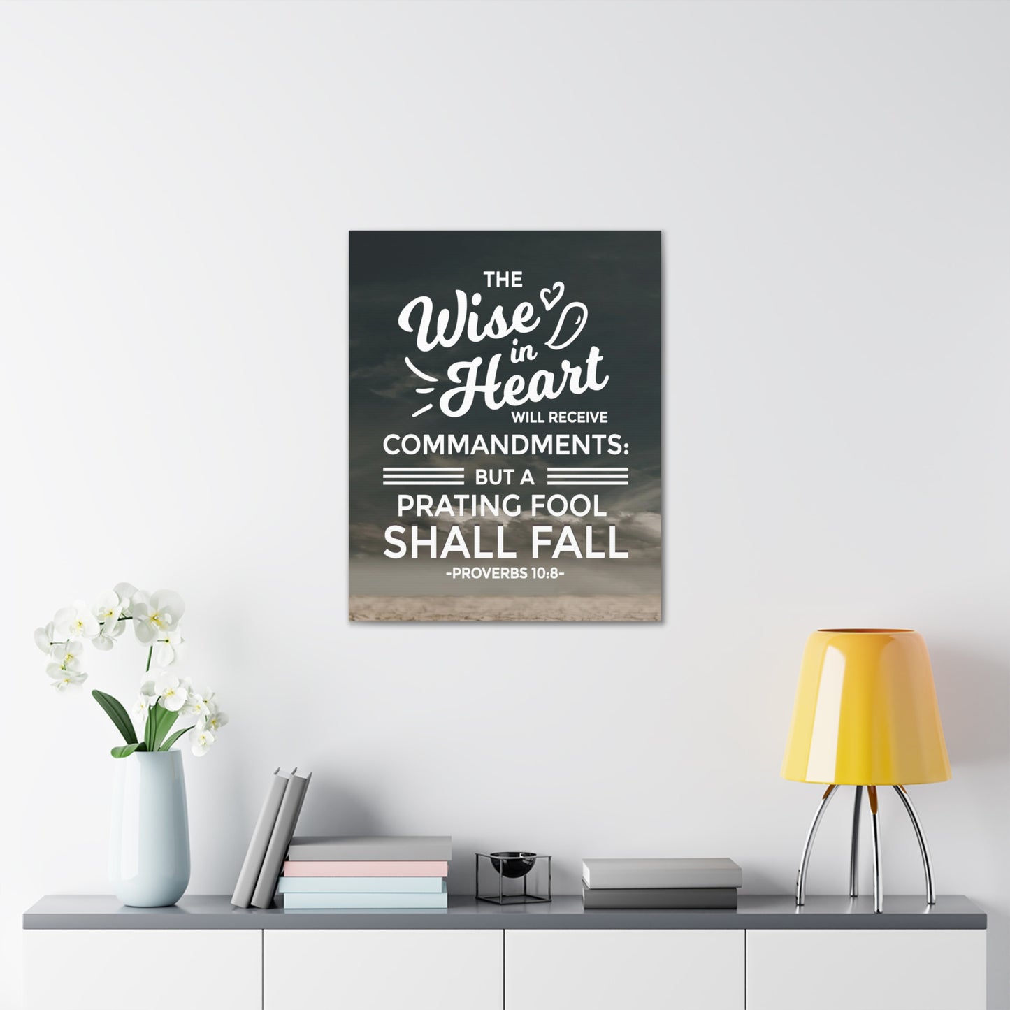 The Wise in Heart Proverbs 10:8 Christian Wall Art Bible Verse Print Ready to Hang