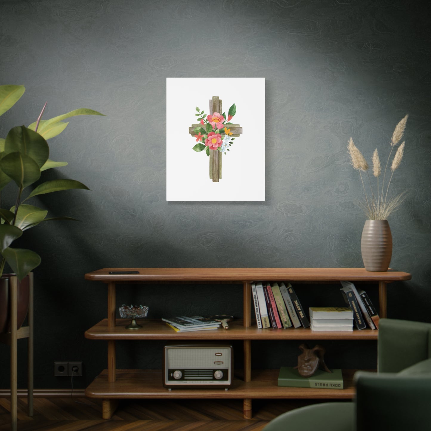 Scripture Canvas Flower Cross Psalms 103:15 Christian Wall Art Bible Verse Print Ready to Hang