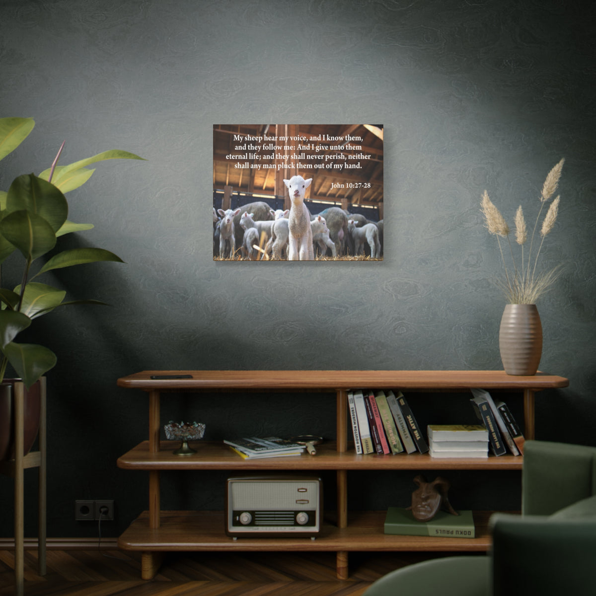 Scripture Canvas My Sheep Hear My Voice John 10:27-28 Christian Wall Art Bible Verse Print Ready to Hang