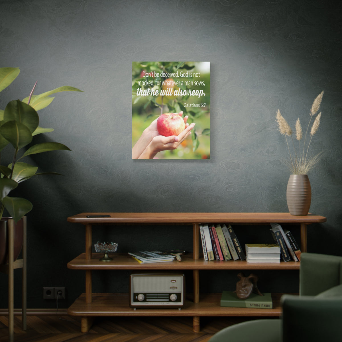 Scripture Canvas Man Reaps What He Sows Galatians 6:7 Christian Wall Art Bible Verse Print Ready to Hang