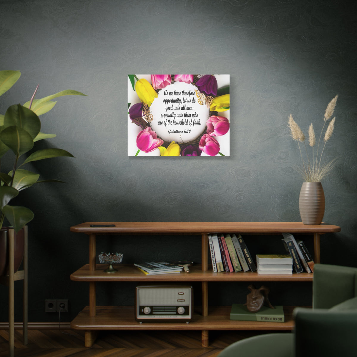 Scripture Canvas Household of Faith Galatians 6:10 Christian Wall Art Bible Verse Print Ready to Hang