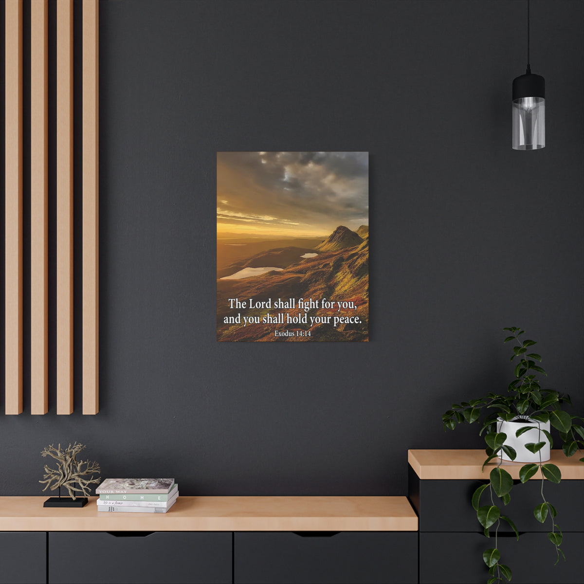 Scripture Canvas The Lord Shall Fight For You Romans 8:31 Christian Wall Art Bible Verse Print Ready to Hang
