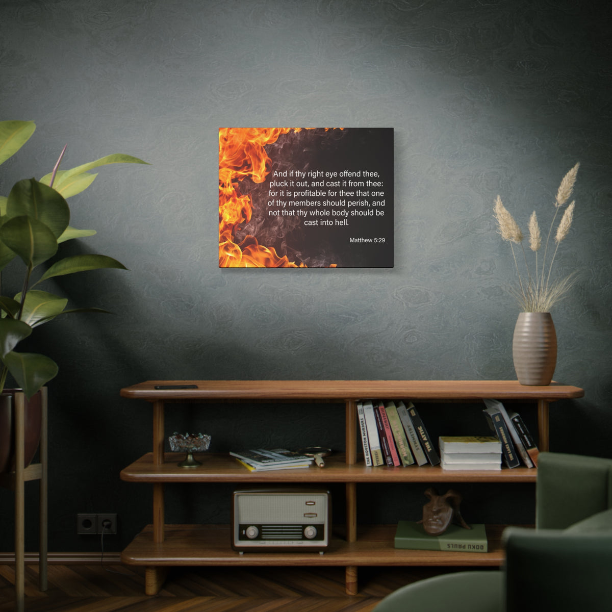 Scripture Canvas Pluck the Right Eye Matthew 5:29 Christian Wall Art Bible Verse Print Ready to Hang