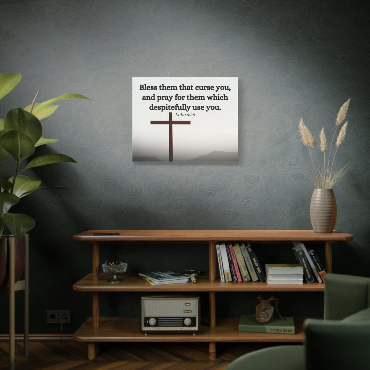 Scripture Canvas Pray For Them Luke 6:28 Christian Wall Art Bible Verse Print Ready to Hang