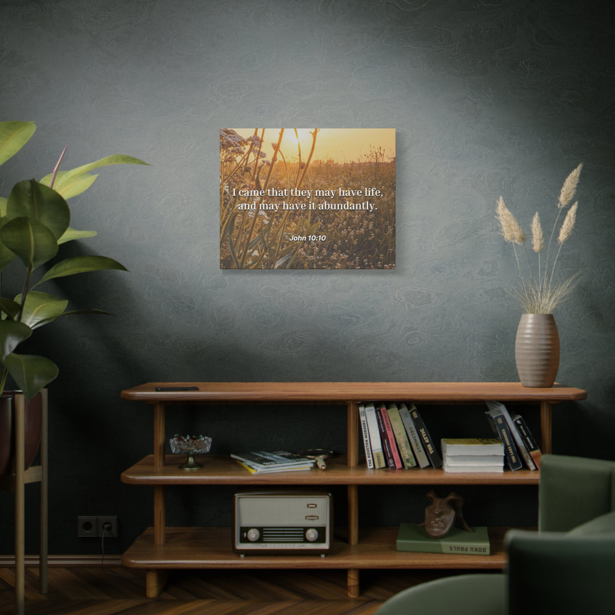 Scripture Canvas Abundantly John 10:10 Christian Wall Art Bible Verse Print Ready to Hang