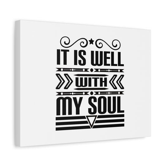 Scripture Canvas It Is Well With My Soul Psalm 42:7 Arrow Black Christian Wall Art Bible Verse Print Ready to Hang