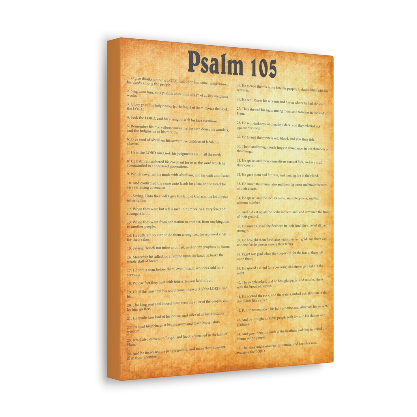 Psalm 105 Gold Bible Chapter Canvas Christian Wall Art Ready to Hang