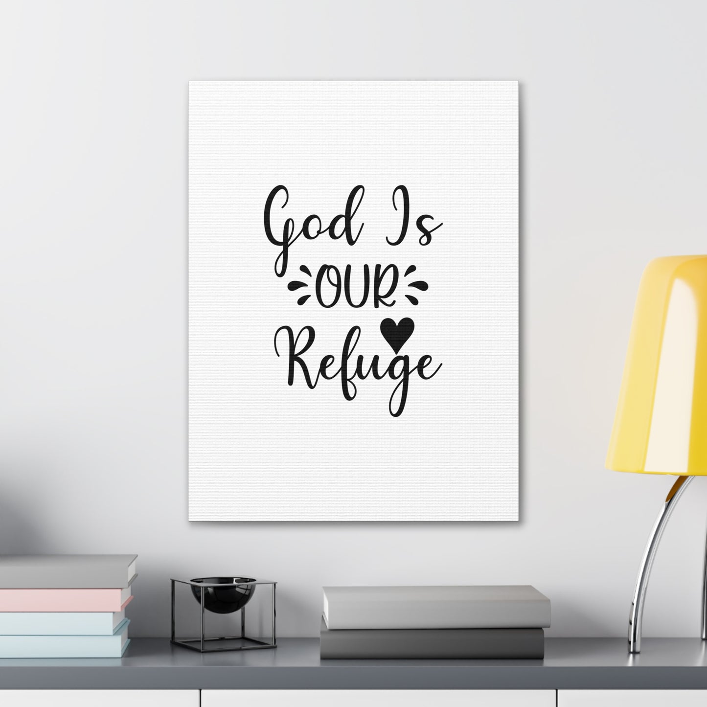 God Is Our Refuge Psalm 46:1 Heart Christian Wall Art Bible Verse Print Ready to Hang