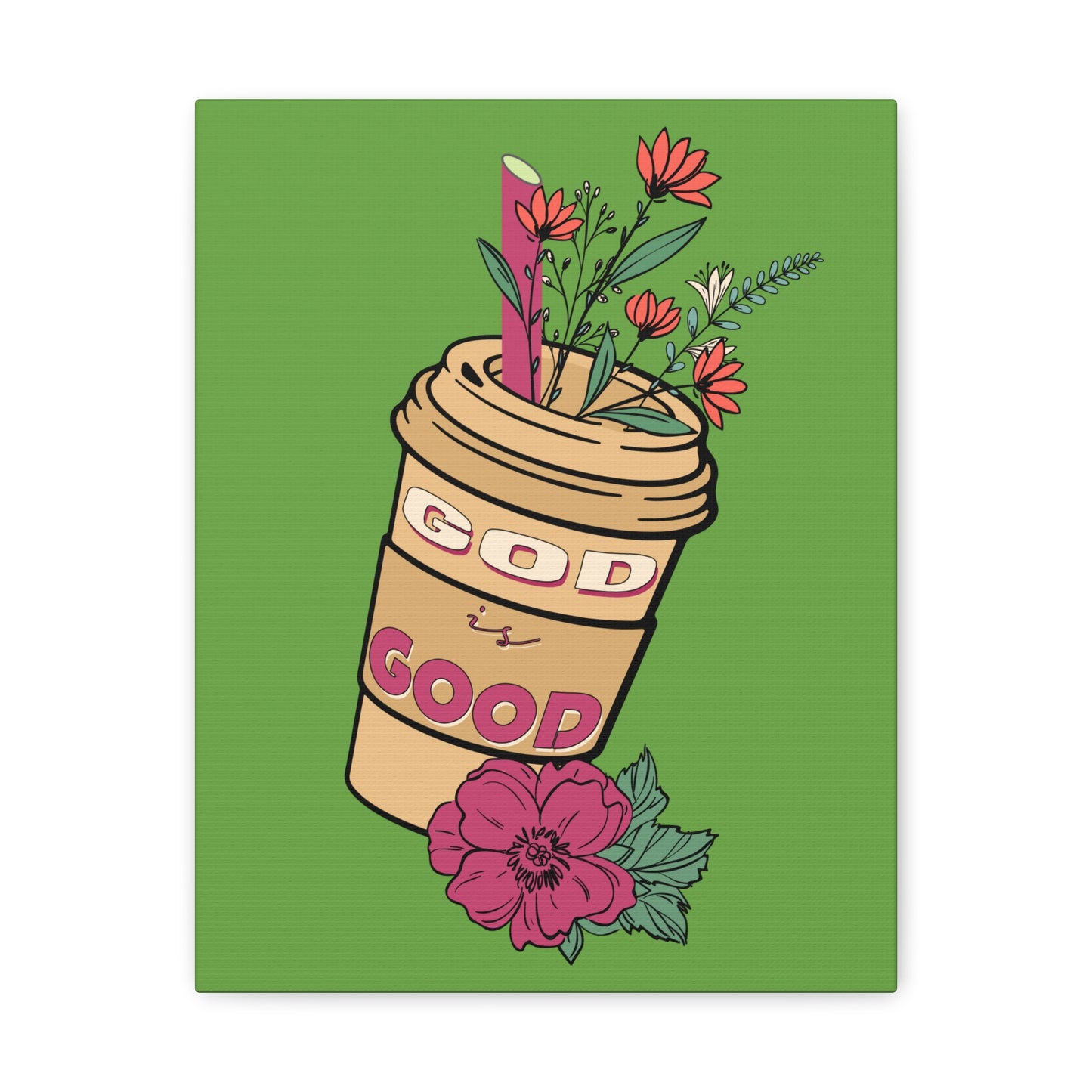 God Is Good Psalm 100:5 Flower Cup Christian Wall Art Bible Verse Print Ready to Hang