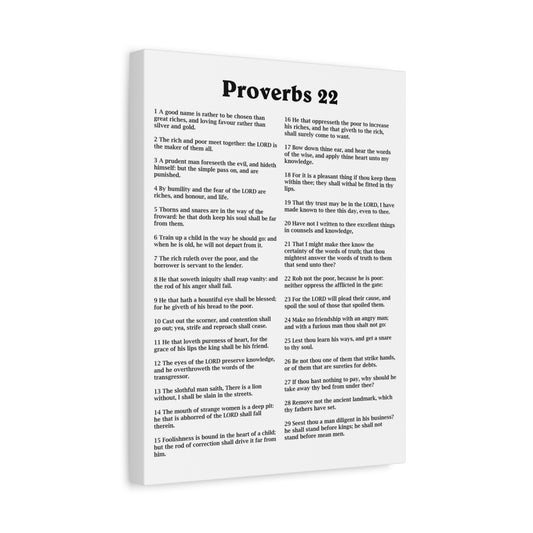 Scripture Walls Proverbs Chapter 22 White Bible Canvas Christian Wall Art Ready to Hang Unframed