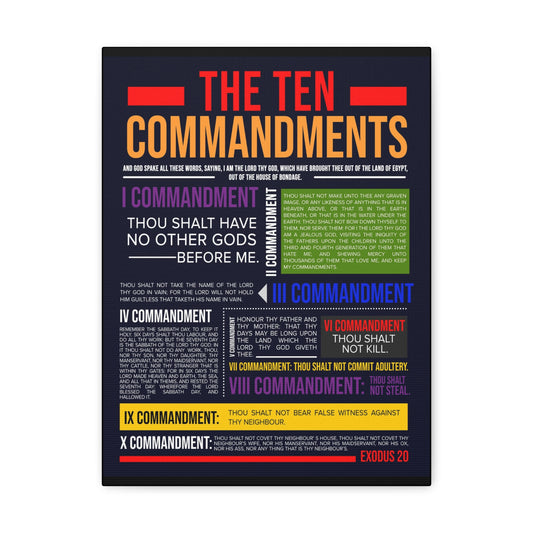 Ten Commandments Canvas Print Scripture Wall Art Christian Home Decor