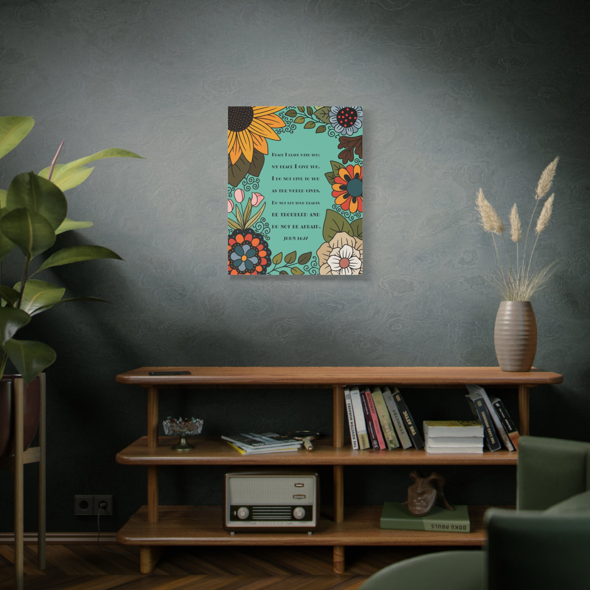 Scripture Canvas Peace I Live With You John 14:27 Christian Wall Art Bible Verse Print Ready to Hang