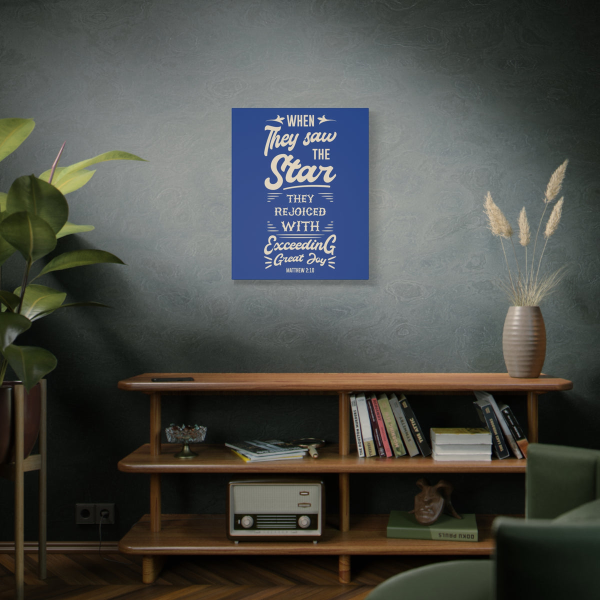 Scripture Canvas Rejoice Matthew 2:10 Christian Wall Art Bible Verse Print Ready to Hang