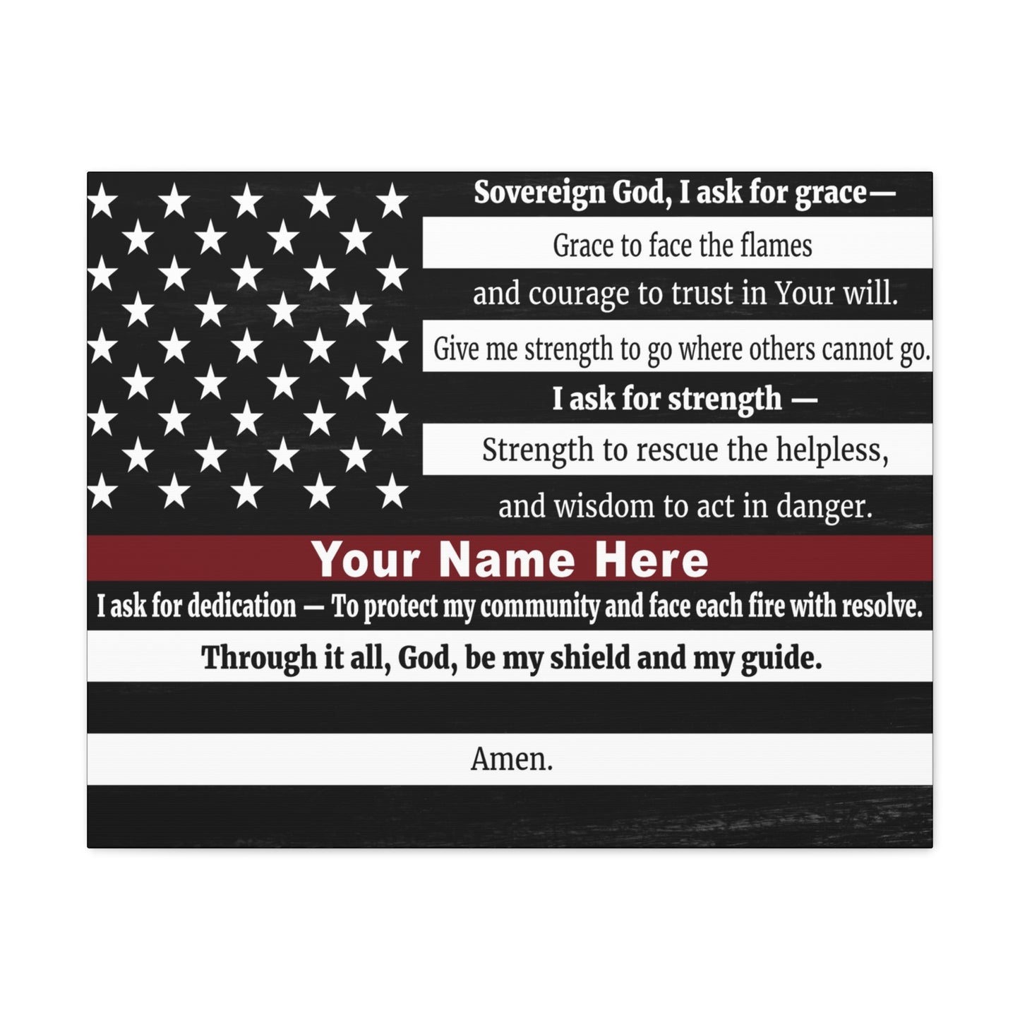 Personalized Firefighter's Prayer Bible Canvas Christian Wall Art Ready to Hang Unframed