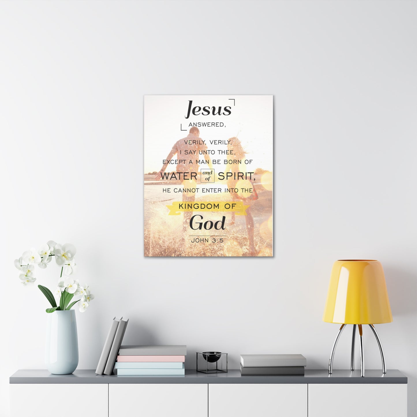 Water and of Spirit John 3:5 Christian Wall Art Bible Verse Print Ready to Hang