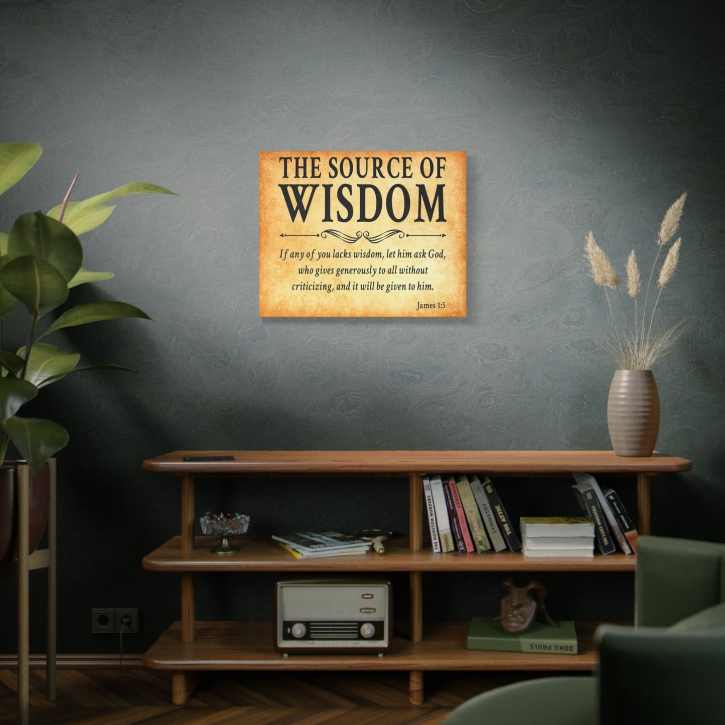 Scripture Walls James 1:5 The Source of Wisdom Gold Bible Verse Canvas Christian Wall Art Ready to Hang Unframed