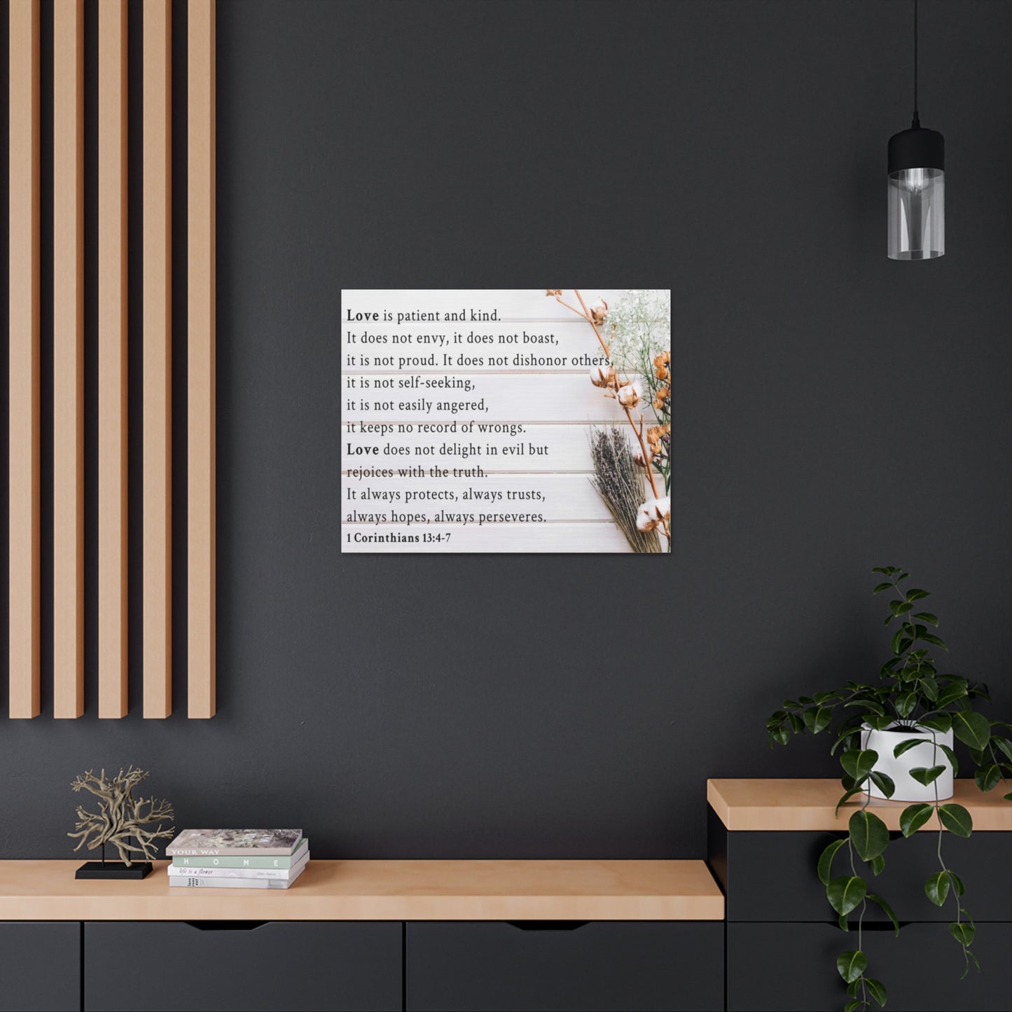 Love is 1 Corinthians 13:4-7 Bible Verse Canvas Christian Wall Art Ready to Hang Unframed