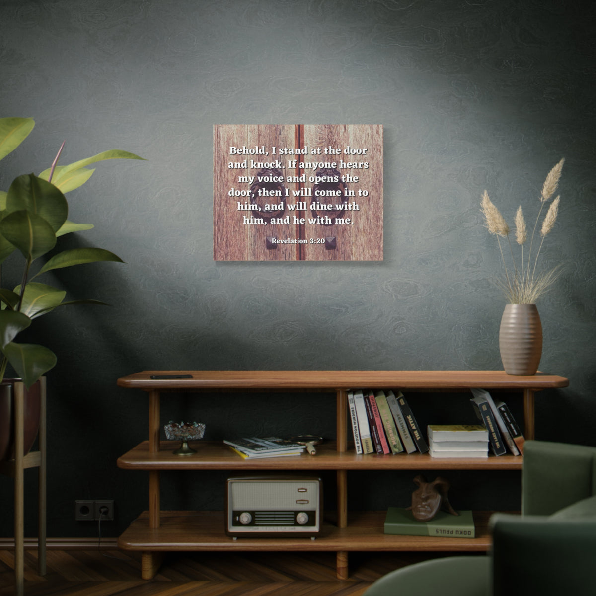Scripture Canvas My Voice Revelation 3:20 Christian Wall Art Bible Verse Print Ready to Hang