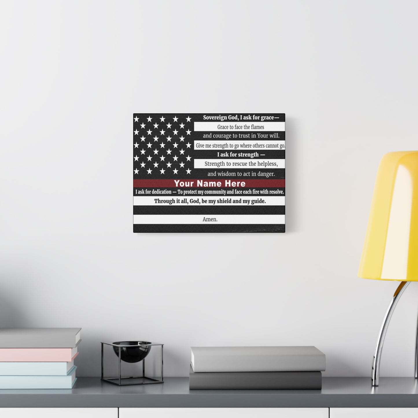 Personalized Firefighter's Prayer Bible Canvas Christian Wall Art Ready to Hang Unframed