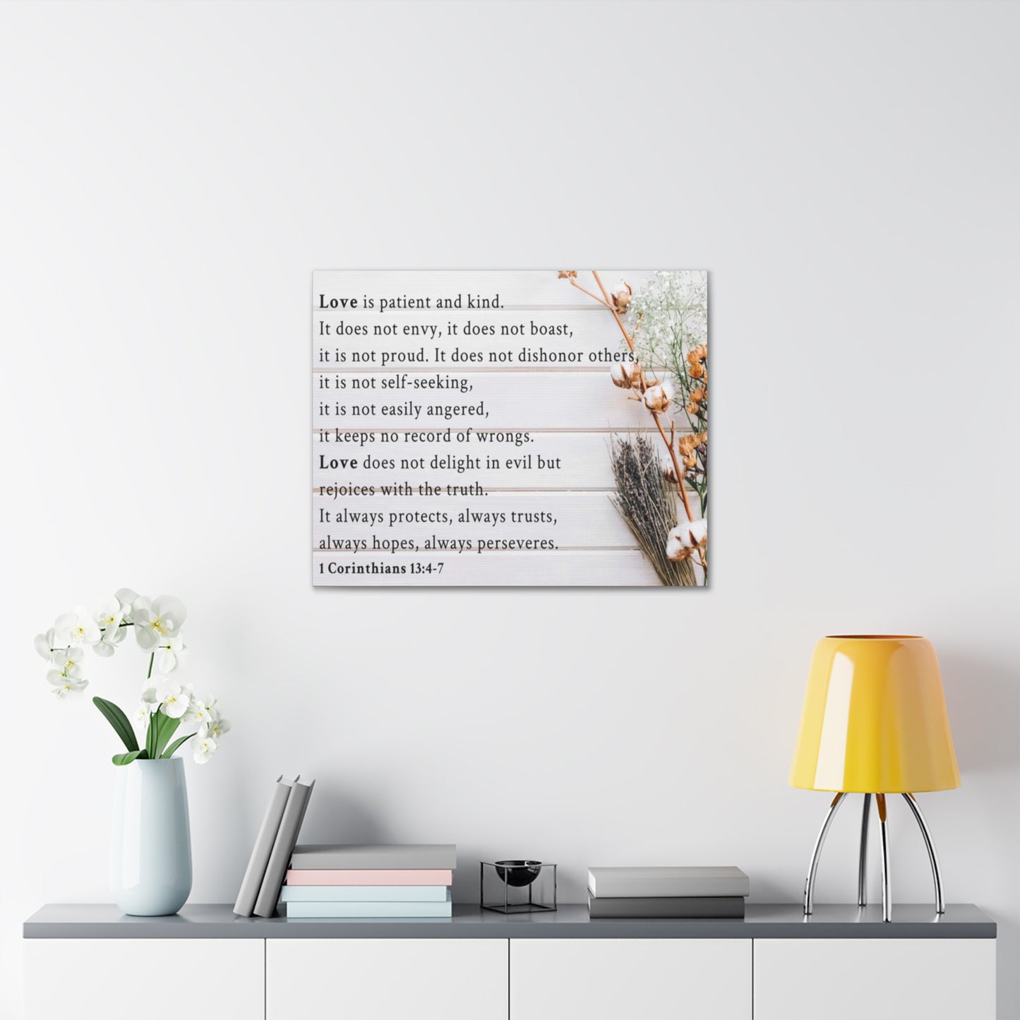 Love is 1 Corinthians 13:4-7 Bible Verse Canvas Christian Wall Art Ready to Hang Unframed
