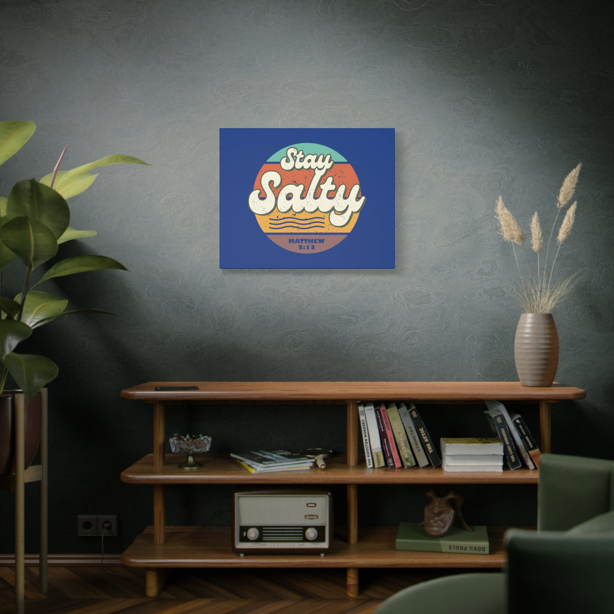 Scripture Canvas Stay Salty Matthew 5:13 Christian Wall Art Bible Verse Print Ready to Hang