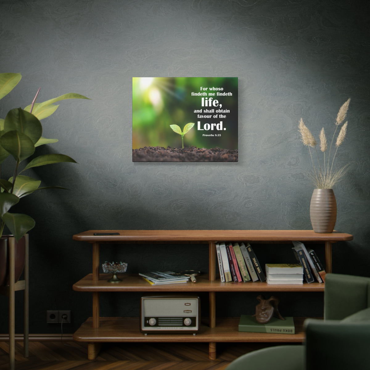 Scripture Canvas Favour of The Lord Proverbs 8:35 Christian Wall Art Bible Verse Print Ready to Hang