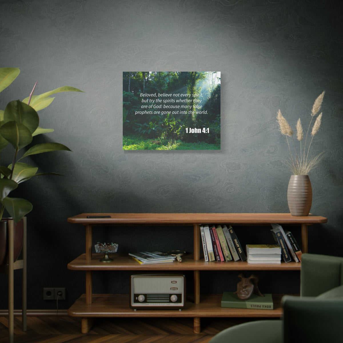 Scripture Canvas False Prophets 1 John 4:1 Christian Wall Art Bible Verse Print Ready to Hang
