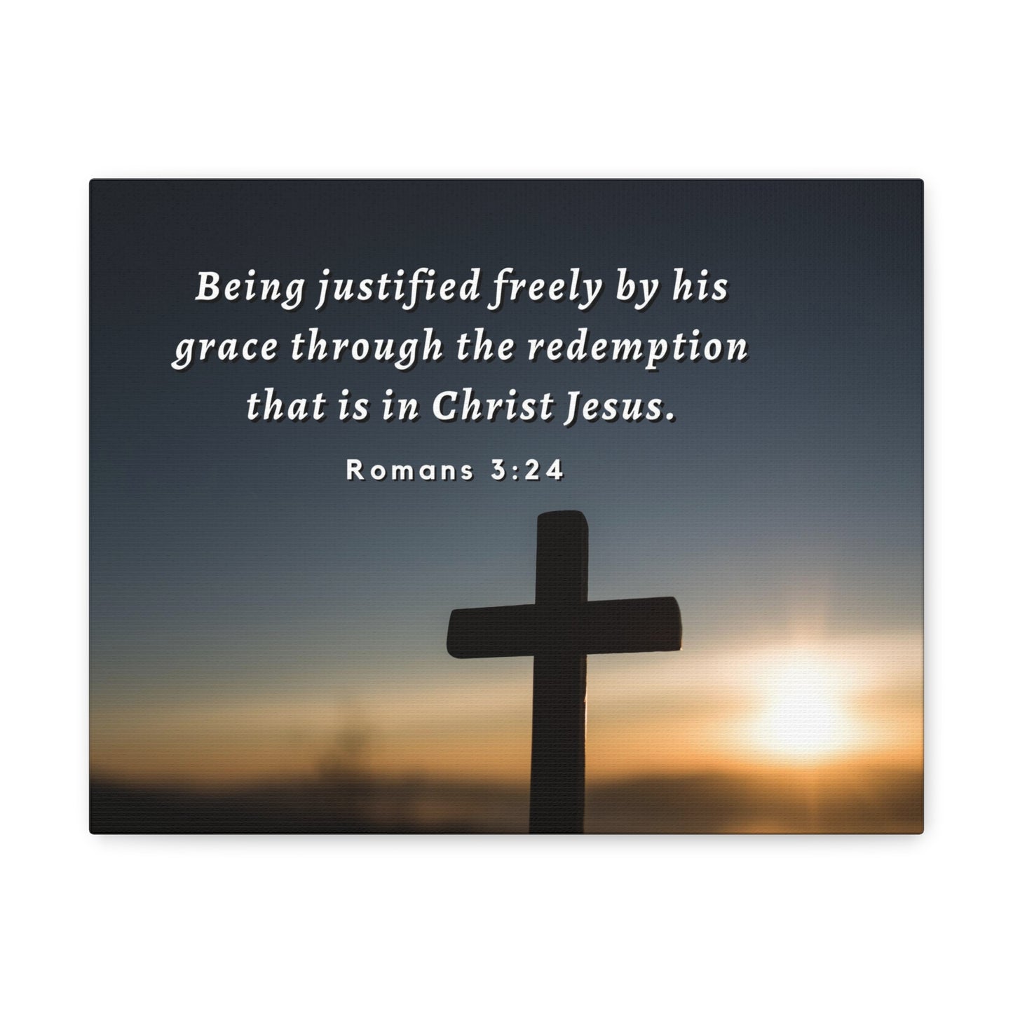 Redeemed Romans 3:24 Bible Verse Canvas Christian Wall Art Ready to Hang