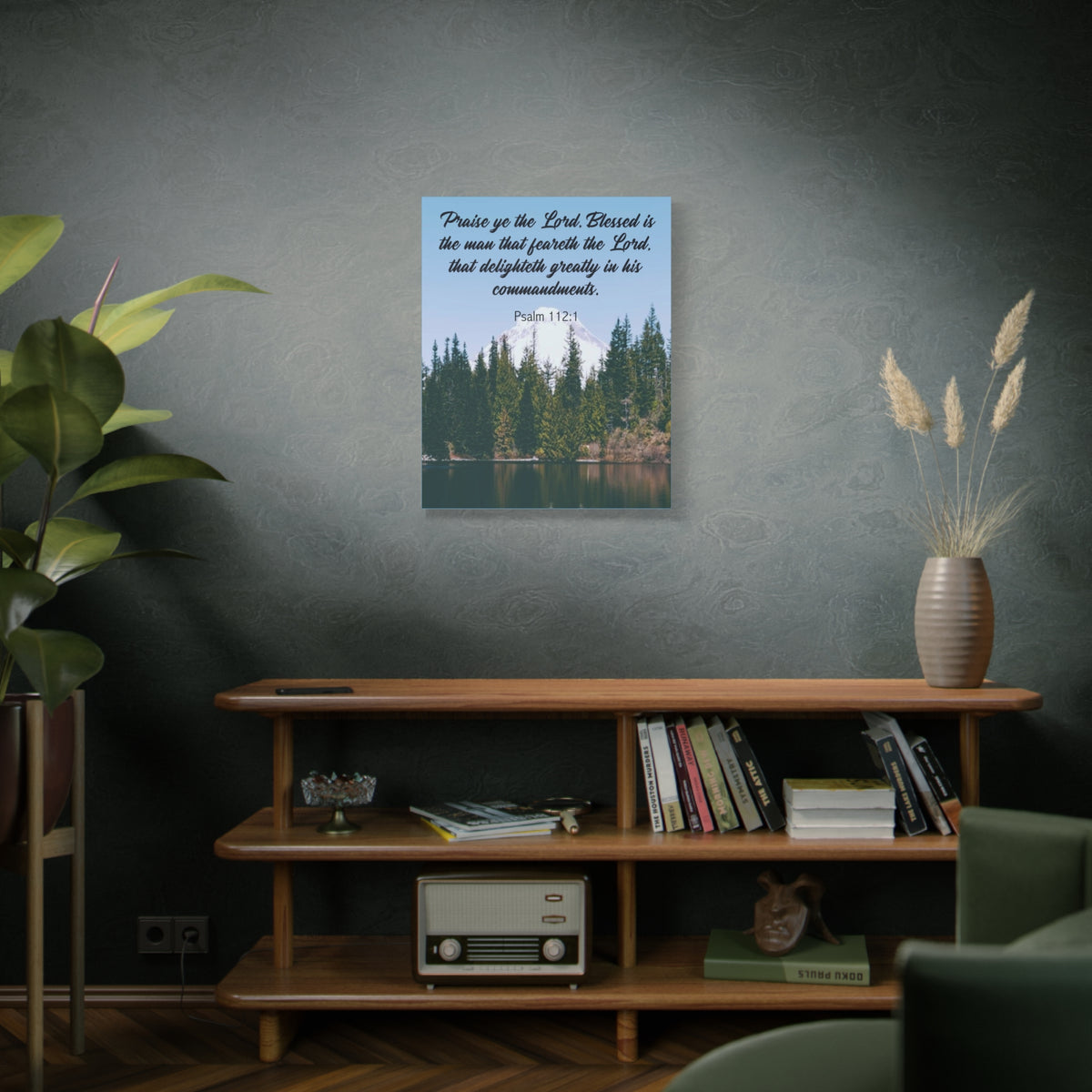 Scripture Canvas Praise Ye The Lord Psalm 112:1 Christian Wall Art Bible Verse Print Ready to Hang