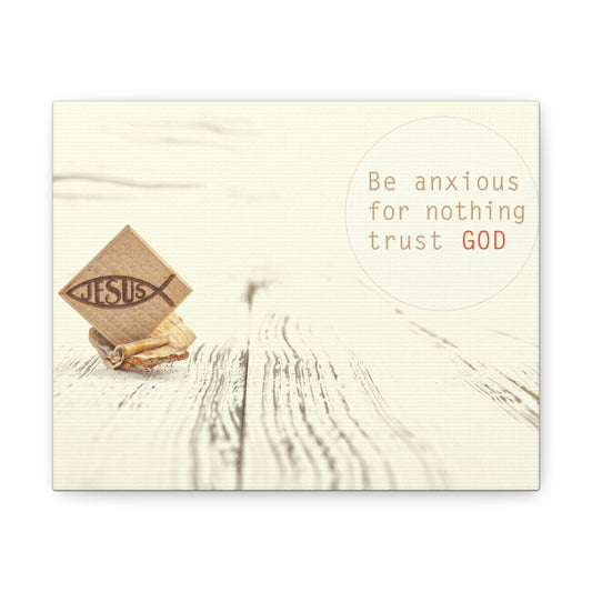 Trust God, Philippians 4:6 Jesus Fish Christian Wall Art Bible Verse Print Ready to Hang