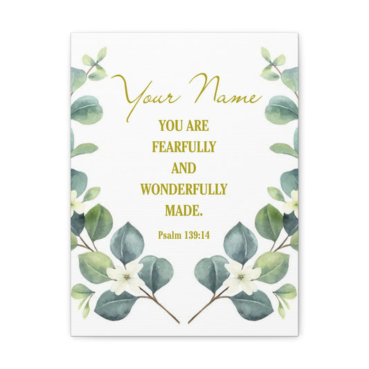 Personalized Psalm 139:14 Bible Verse Canvas Christian Wall Art Ready to Hang