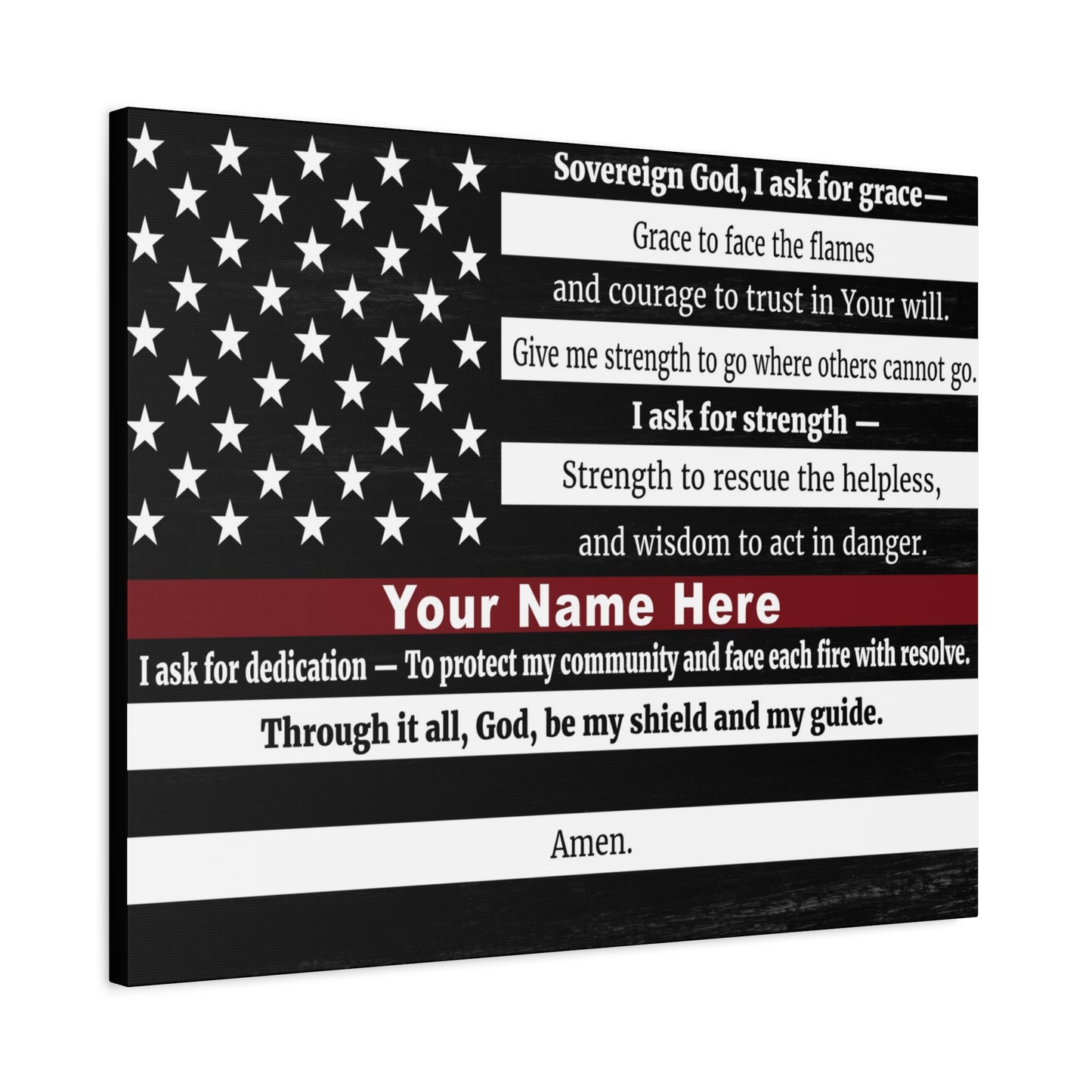 Personalized Firefighter's Prayer Bible Canvas Christian Wall Art Ready to Hang Unframed