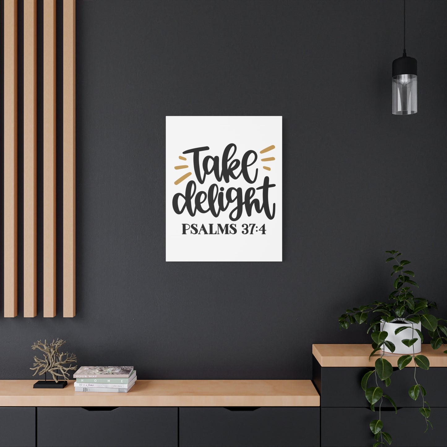 Scripture Canvas Take Delight Psalms 37:4 Christian Wall Art Bible Verse Print Ready to Hang