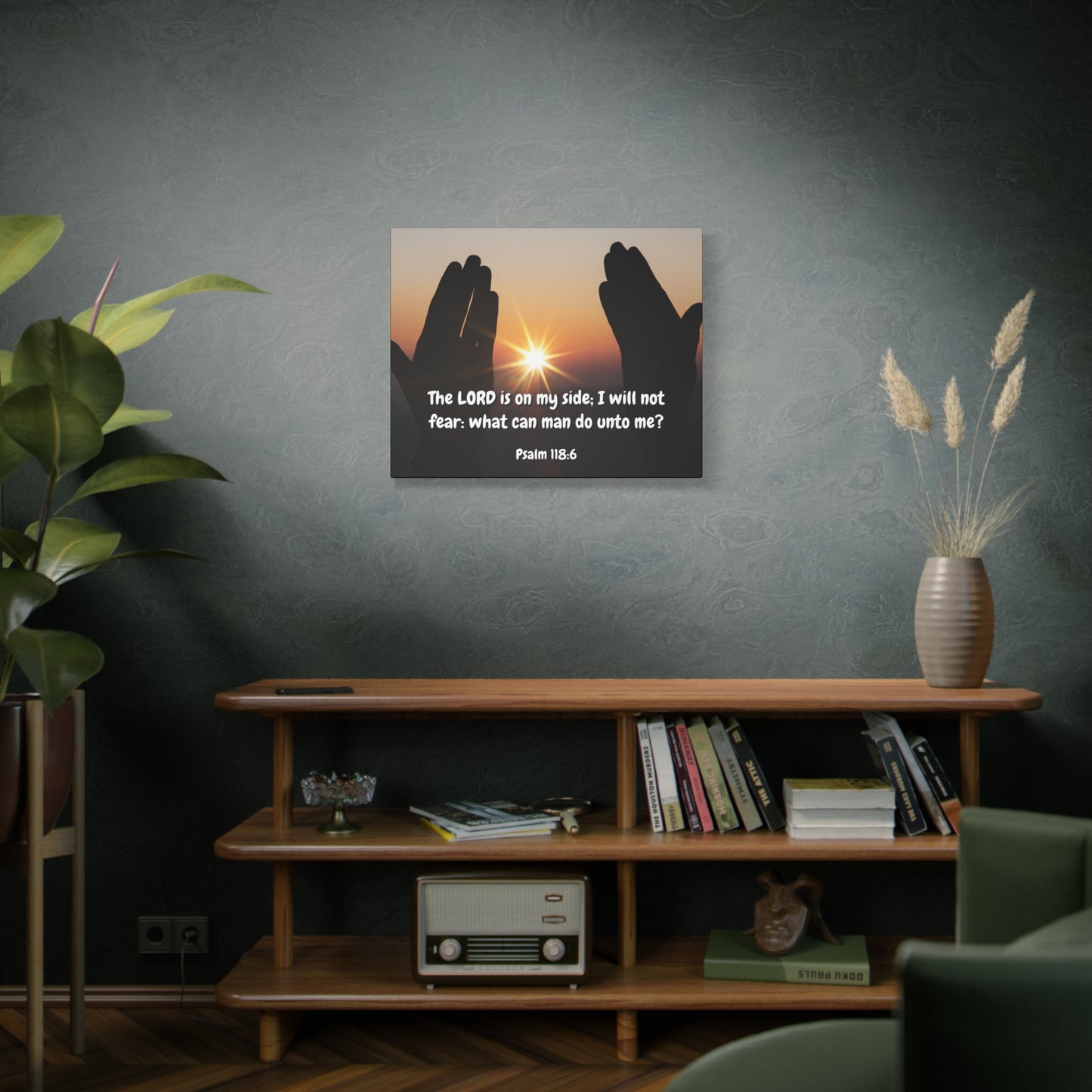 Scripture Canvas God Is On My Side Psalm 118:6 Christian Wall Art Bible Verse Print Ready to Hang