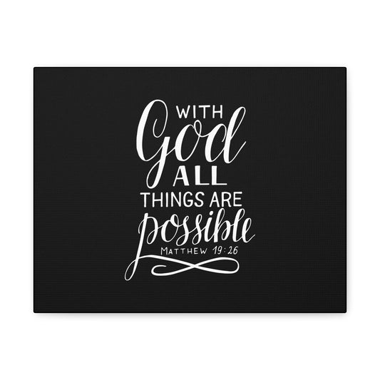 With God All Things Are Possible Matthew 19:26 Black Christian Wall Art Bible Verse Print Ready to Hang