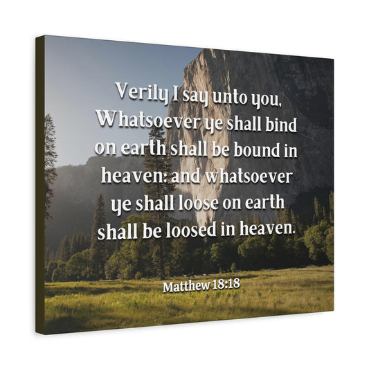 Scripture Canvas Bound In Heaven Matthew 18:18 Christian Wall Art Bible Verse Print Ready to Hang