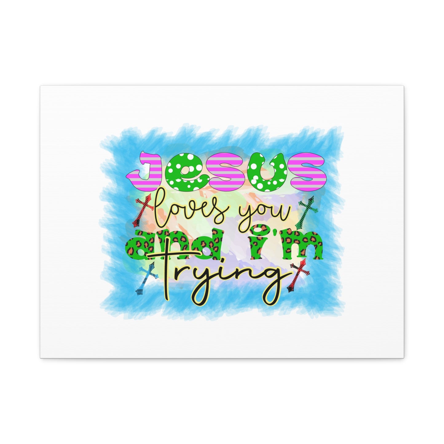 Jesus Loves You John 15:12 Blue Square Christian Wall Art Bible Verse Print Ready to Hang