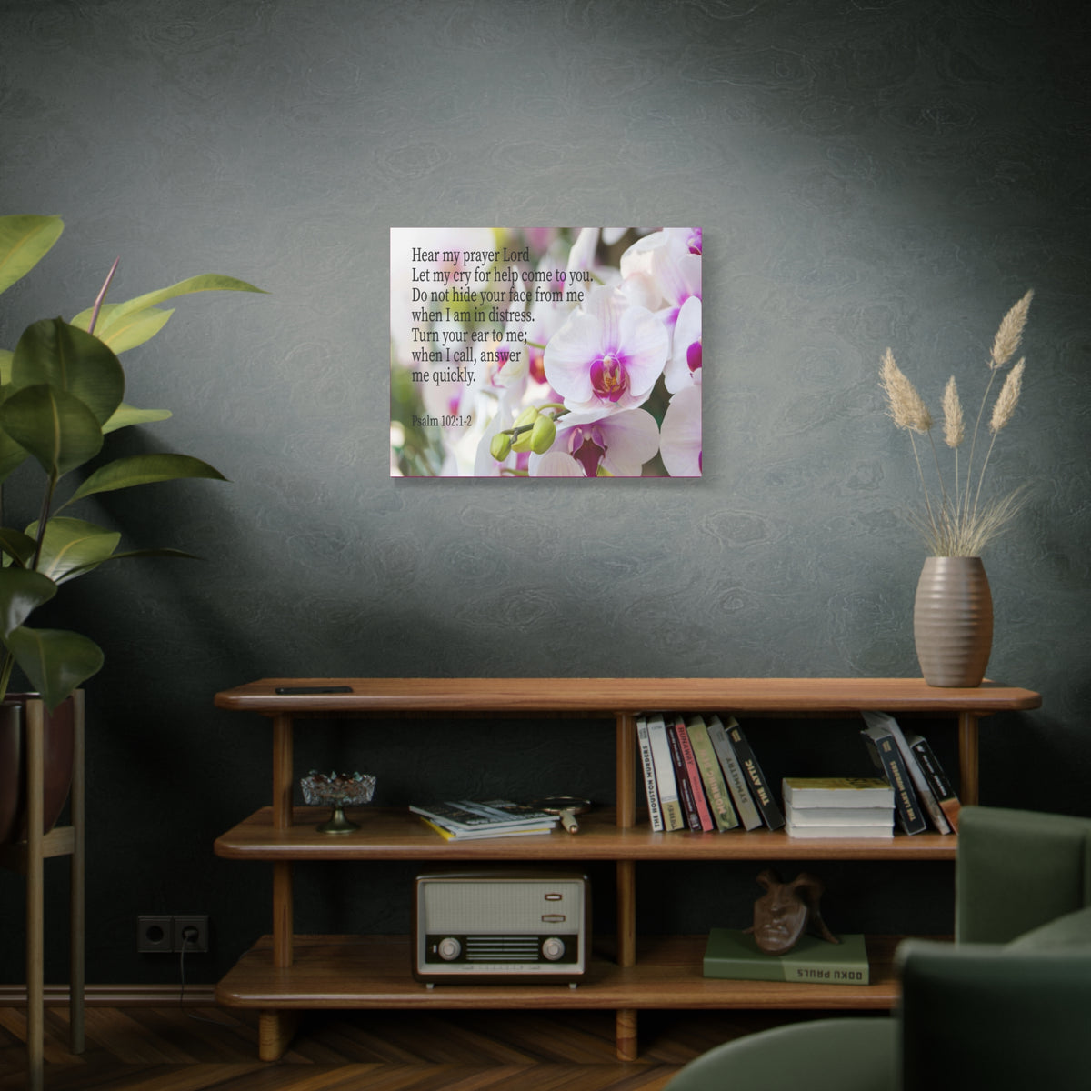 Scripture Canvas Hear My Prayer Lord Psalm 102:1-2 Christian Wall Art Bible Verse Print Ready to Hang