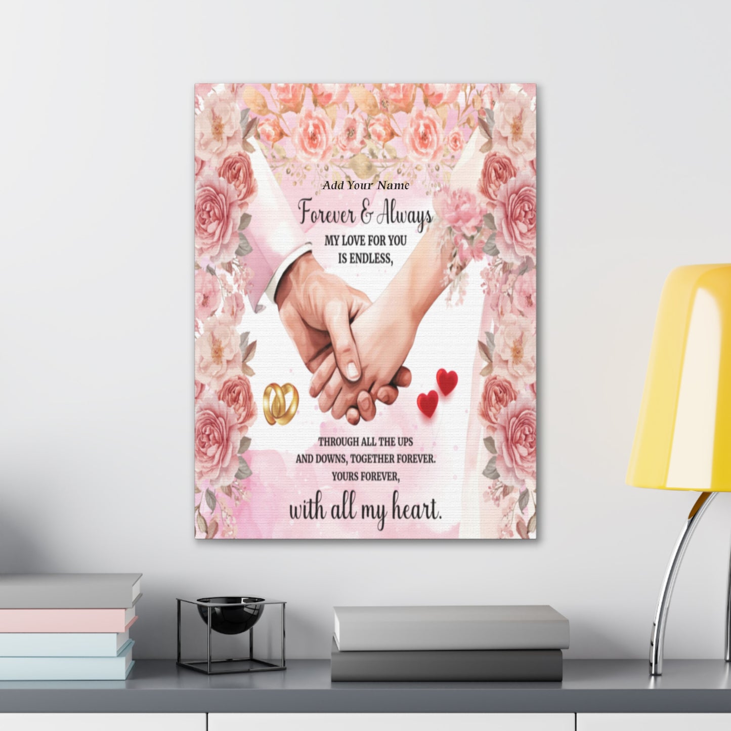 Personalized To My Wife Forever & Always Floral Canvas Wall Art – Romantic Wedding & Anniversary Gift