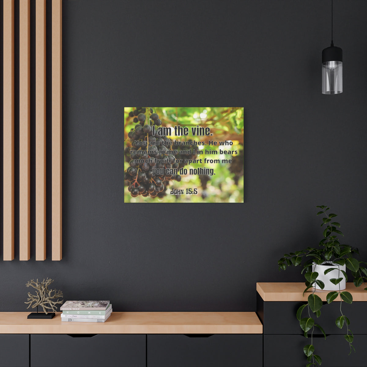 Scripture Canvas I Am The Vine John 15:5 Christian Wall Art Bible Verse Print Ready to Hang