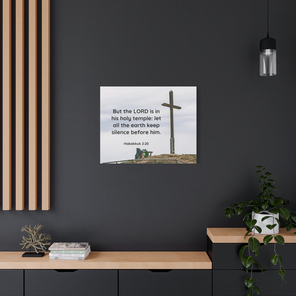 Scripture Canvas Holy Temple Habakkuk 2:20 Christian Wall Art Bible Verse Print Ready to Hang