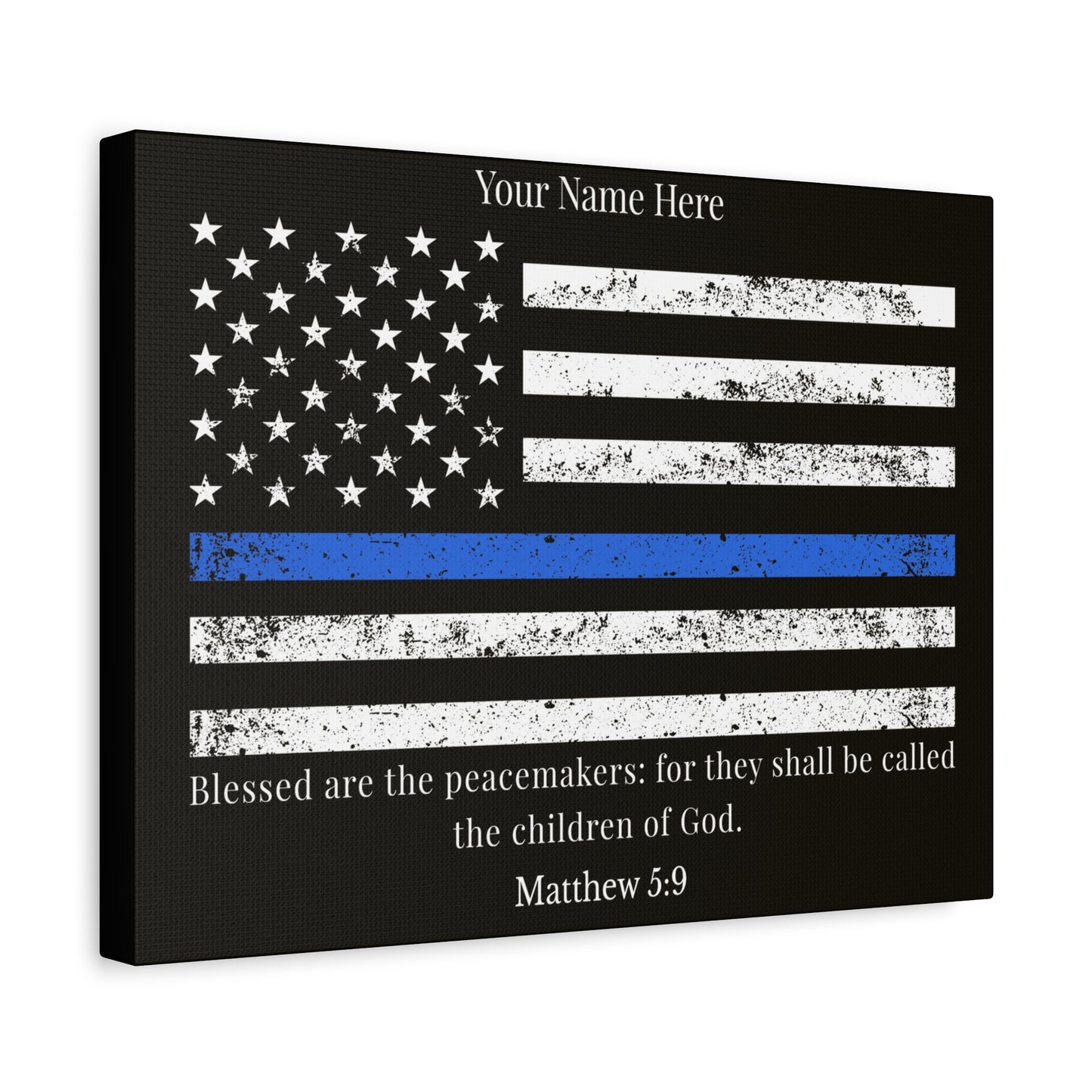 Personalized Matthew 5:9 Police Officer Badge Bible Canvas Christian Wall Art Ready to Hang Unframed