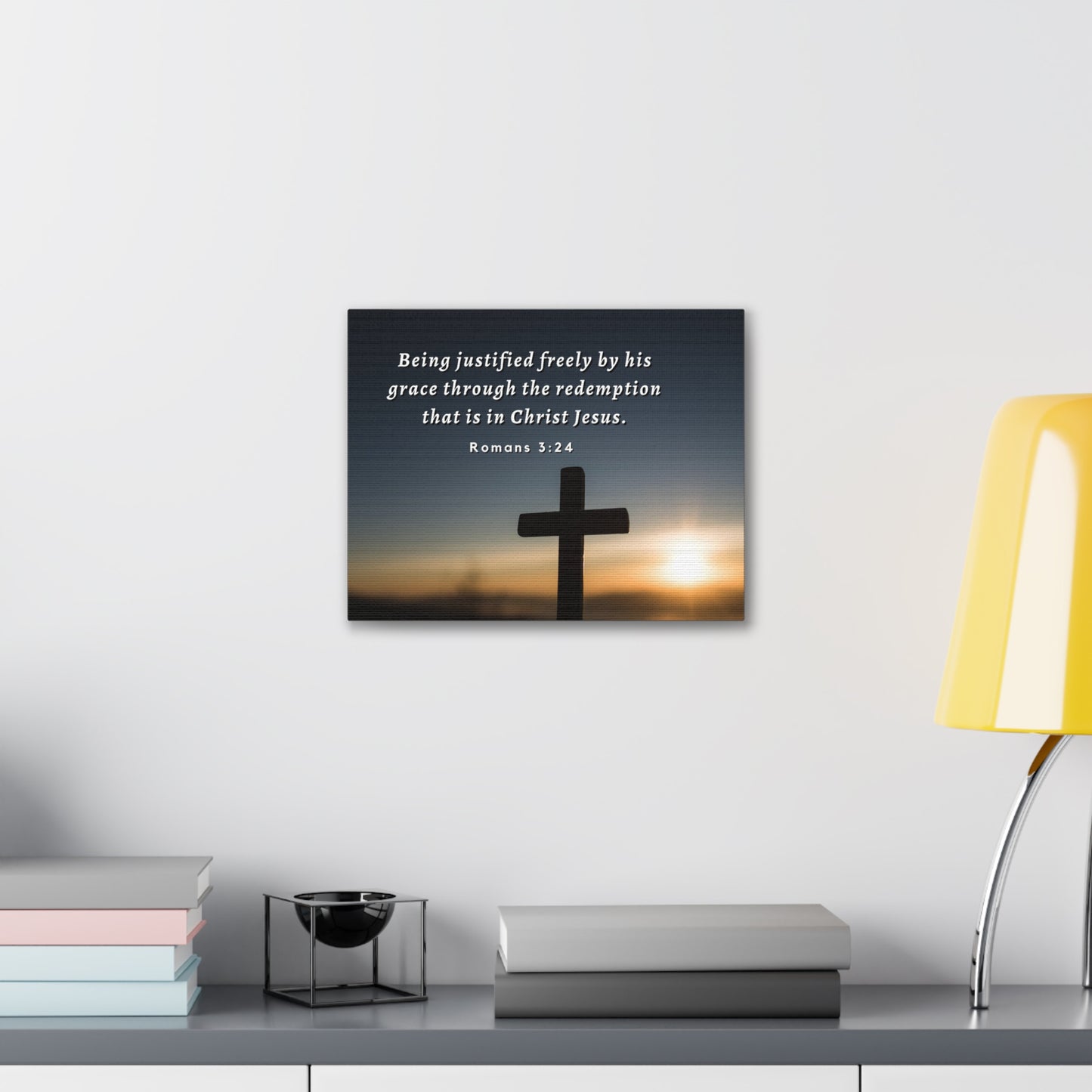 Redeemed Romans 3:24 Bible Verse Canvas Christian Wall Art Ready to Hang