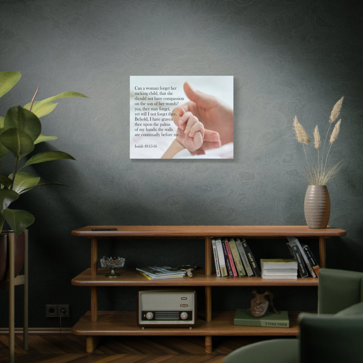 Scripture Canvas Never Forgotten Isaiah 49:15-16 Christian Wall Art Bible Verse Print Ready to Hang