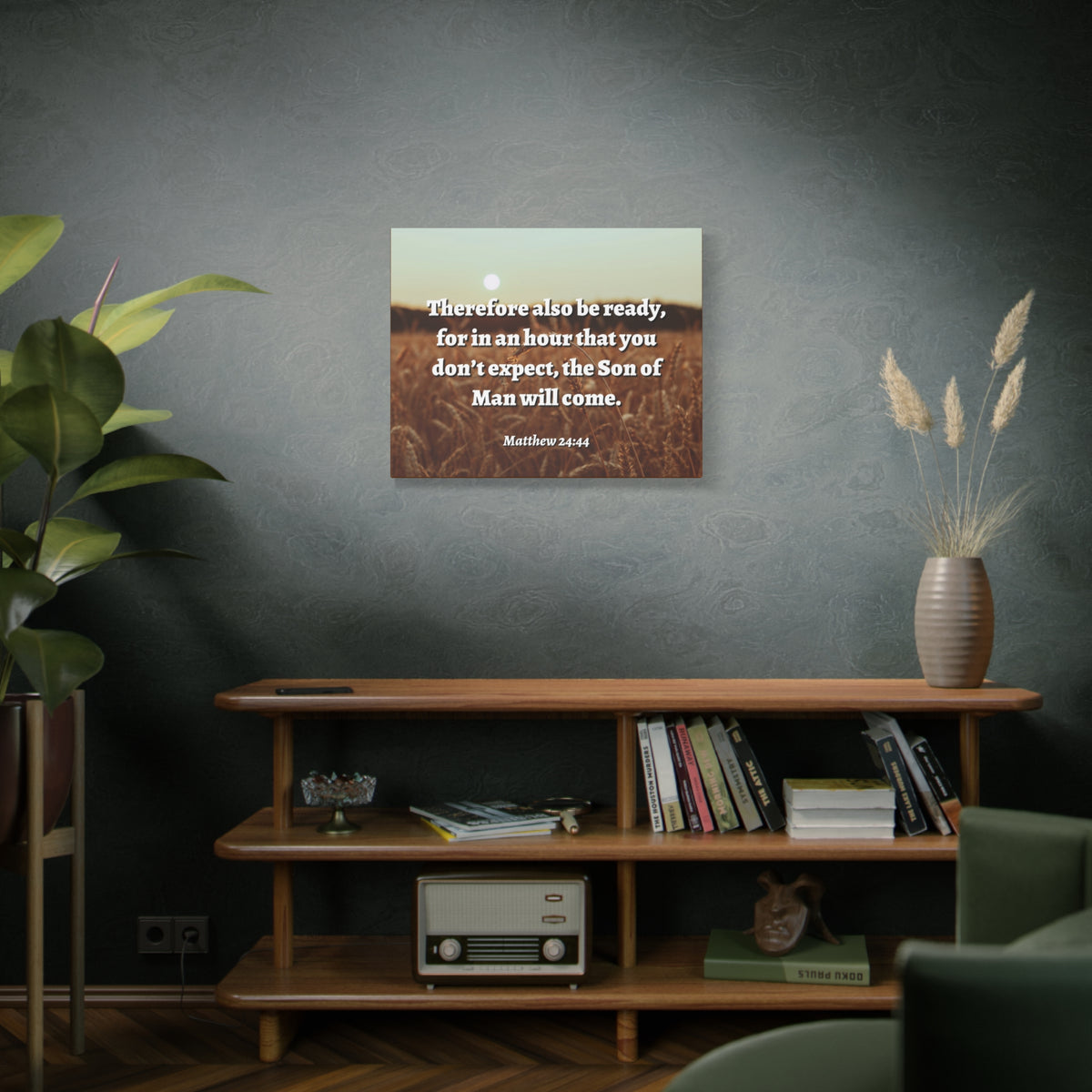 Scripture Canvas The Son Matthew 24:44 Christian Wall Art Bible Verse Print Ready to Hang