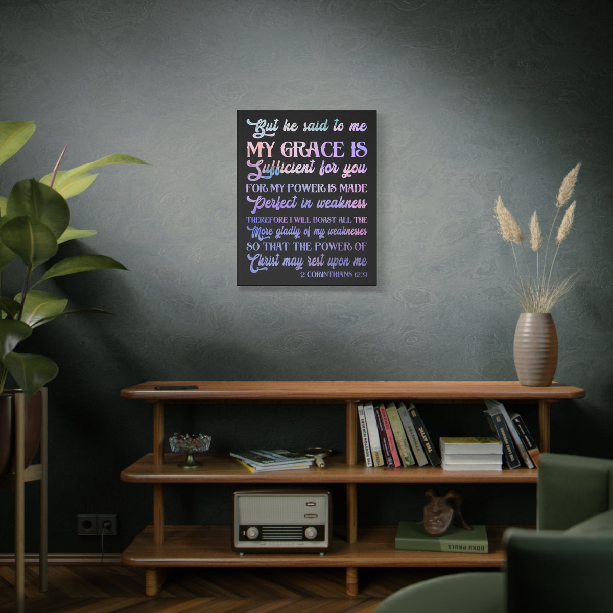 Scripture Canvas My Grace 2 Corinthians 12:9 Christian Wall Art Bible Verse Print Ready to Hang