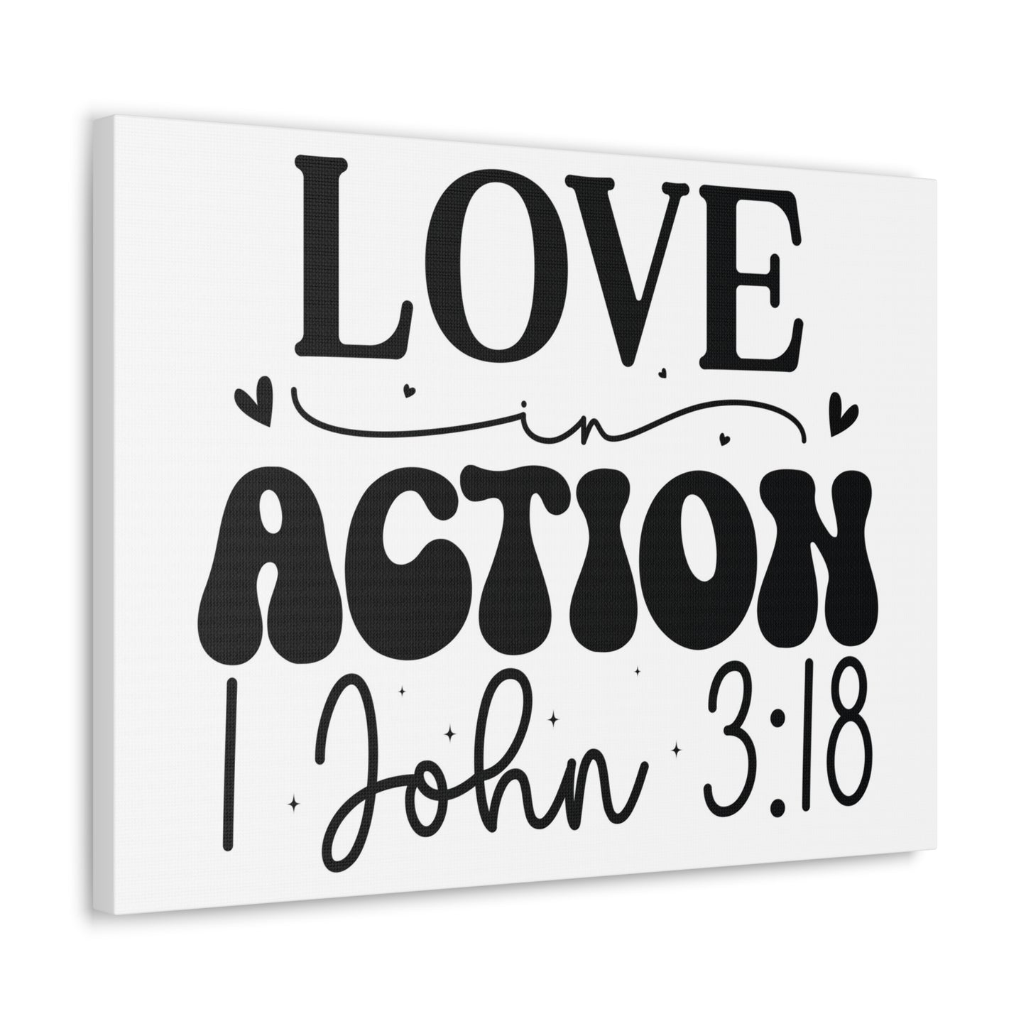 1 John 3:18 His Love in Action Bible Verse Canvas Christian Wall Art Ready to Hang Unframed
