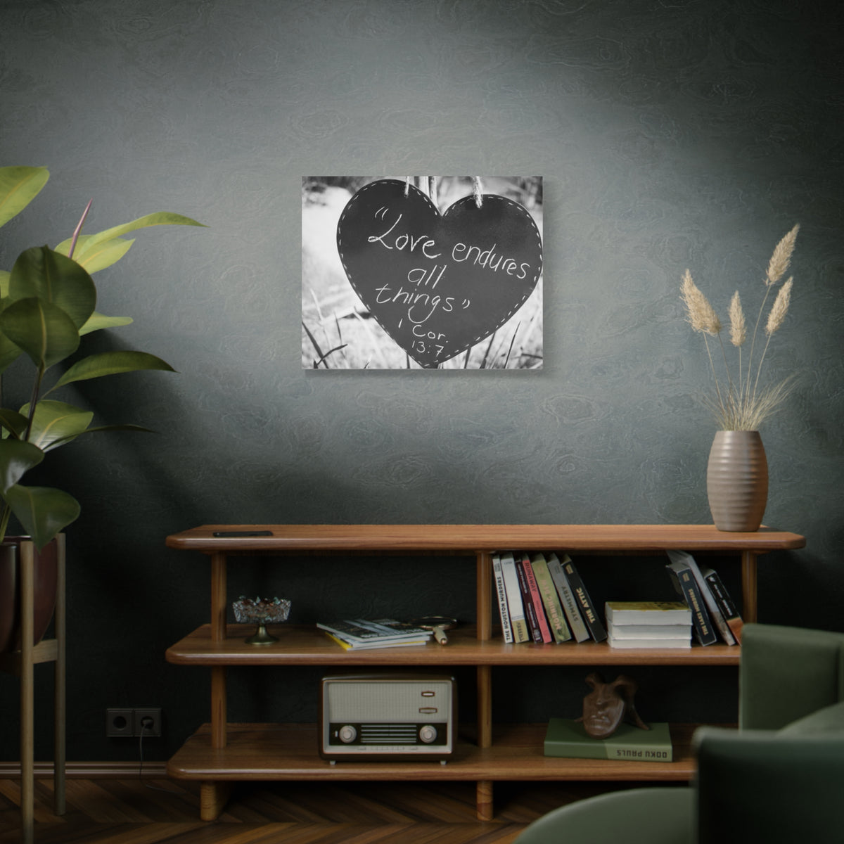 Scripture Canvas Love Endures 1 Cor 13:7 Christian Wall Art Bible Verse Print Ready to Hang